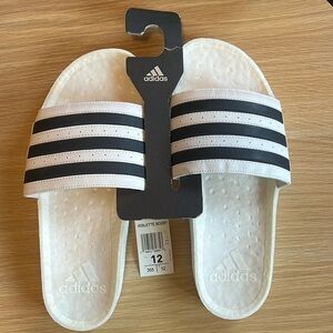 adidas White and Black Slide Sandals